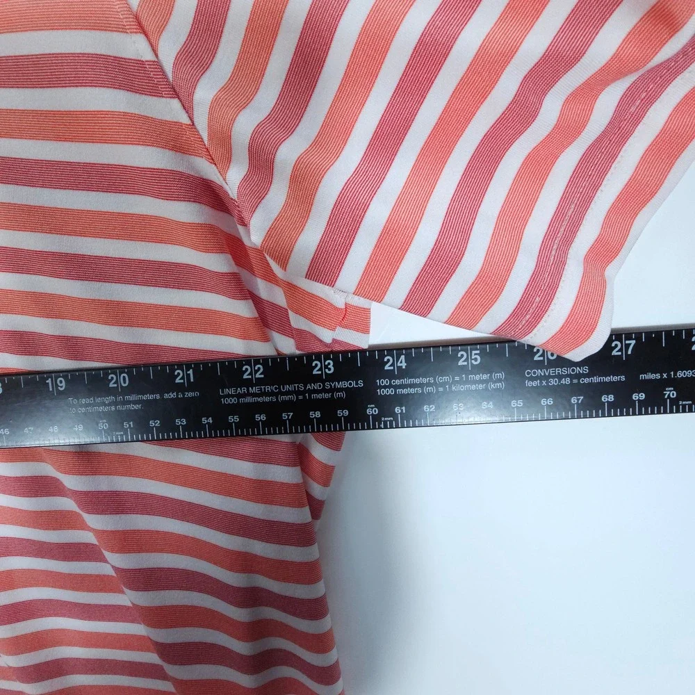 Cutter & Buck Polo Mens XL Orange White Stripe Y2K Golf Shirt CB DryTec UPF 50+ - Picture 6 of 7